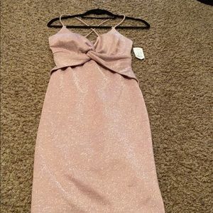 Blush metallic cocktail dress